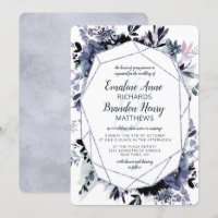Nocturnal Floral Silver Gem Dusty Blue Wedding