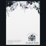 Nocturnal Floral Watercolor Navy Custom logo<br><div class="desc">Nocturnal Floral Watercolor Navy Blue Dark Grey Flower Border Design with Boho Hand Painted Flowers, and Plenty of colourful Grey, Navy Blue, Dusty Blue, Mauve Pink, Lavender Purple, Silver, and Charcoal leaves and foliage. With Hand Drawn Line elements, Swirly Hand Lettered Fonts and Stylish Typography Photography Studio, Hair Salon, Shop...</div>