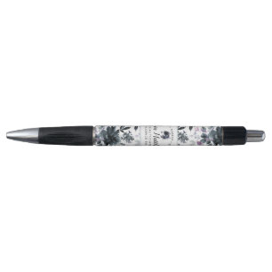 Nocturnal Floral Watercolor Navy Custom Logo Pen