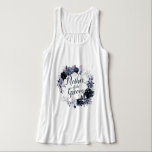 Nocturnal Floral Wreath Mother of the Groom Tank Top<br><div class="desc">Nocturnal Floral Watercolor Lush Flower Design with Hand Painted Stems, Vines, Leaves, Foliage. Colourful Navy blue, Dusty blue, Dark almost Black Grey, and hints of Mauve pink. With Hand Drawn Line elements, Swirly Chic Hand Lettered Brush Script Fonts and Elegant Floral Wreath - Mother of the Groom Shirt! ~ Check...</div>