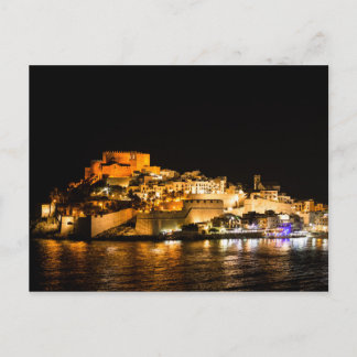Nocturnal illumination of the castle of Peniscola Postcard
