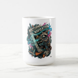 Nocturnal Navigator Raccoon Long Sleeve Coffee Mug