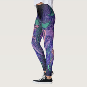 Nocturnal Prowl Abstract Pour Leggings