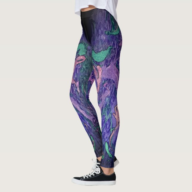 Nocturnal Prowl Abstract Pour Leggings (Left)