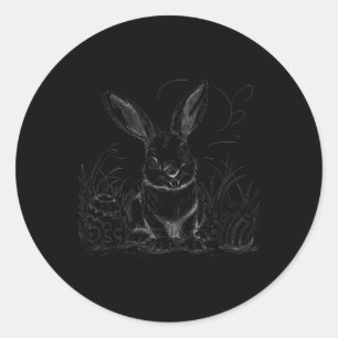 Nocturnal Rabbit Sketch Easter Men Women Youth Eas Classic Round Sticker