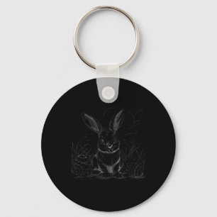 Nocturnal Rabbit Sketch Easter Men Women Youth Eas Keychain