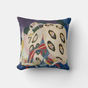 NOCTURNE WITH MASKS / Art Deco Venetian Masquerade Throw Pillow