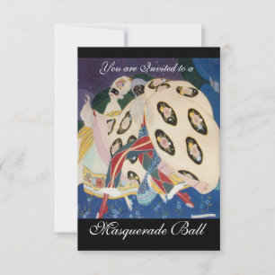 NOCTURNE WITH MASKS ,MARDI GRAS MASQUERADE BALL INVITATION