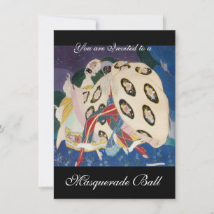 NOCTURNE WITH MASKS ,MARDI GRAS MASQUERADE BALL INVITATION