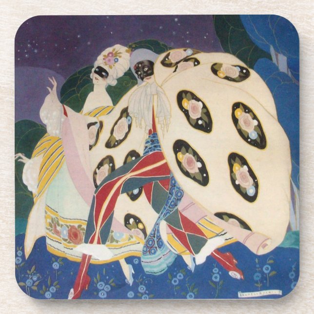 NOCTURNE WITH MASKS / Venetian Masquerade Coaster (Front)