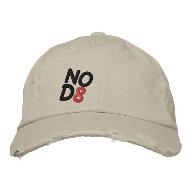 NOD8 casquette brodé en chino en détresse (Devant)