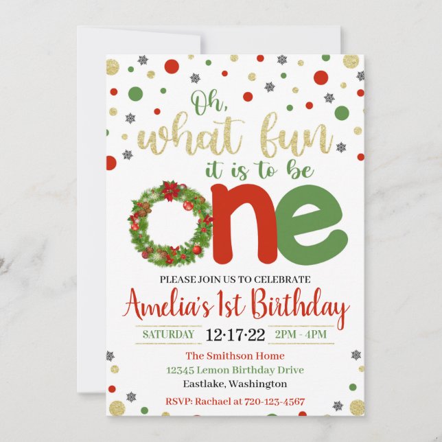 Noël 1er anniversaire Invitation (Devant)
