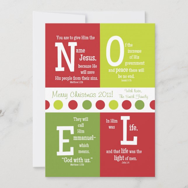 NOEL 2-Sided Scripture Christmas Card--Customize! Holiday Card (Front)