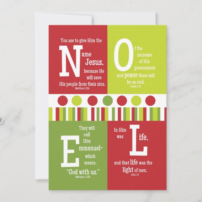NOEL 2-Sided Scripture Verse Christmas Card (Front)