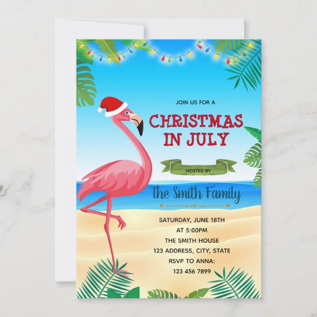 Noël 4 juillet invitation en juillet (Devant)