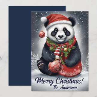 Noël 4 panda, Joyeuses fêtes, Carte de Noël