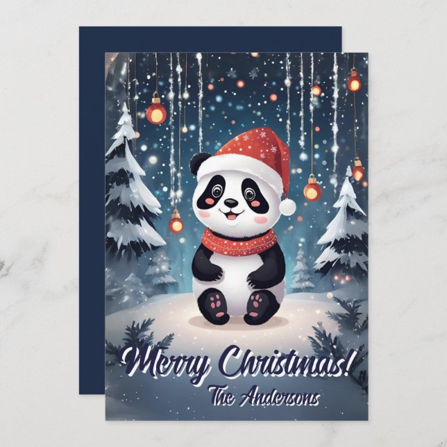 Noël 6 panda, Joyeuses fêtes, carte de Noël (Devant / Derrière)