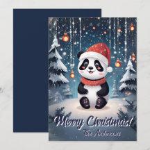 Noël 6 panda, Joyeuses fêtes, carte de Noël