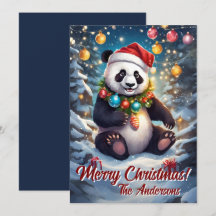 Noël 8 panda, Joyeuses fêtes, carte de Noël