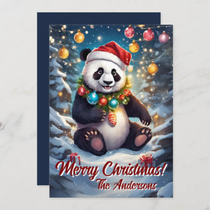 Noël 8 panda, Joyeuses fêtes, carte de Noël