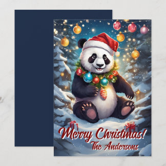 Noël 8 panda, Joyeuses fêtes, carte de Noël