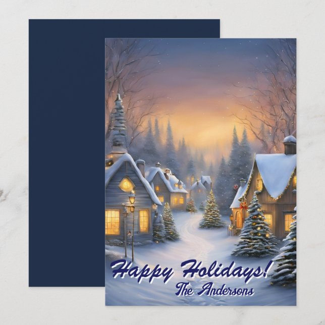 Noël 8 Village, Joyeuses fêtes, Carte de Noël (Devant / Derrière)