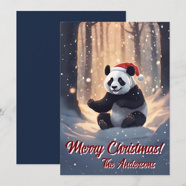 Noël 9 panda, Joyeuses fêtes, carte de Noël (Devant / Derrière)