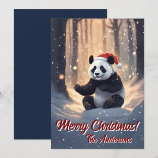 Noël 9 panda, Joyeuses fêtes, carte de Noël