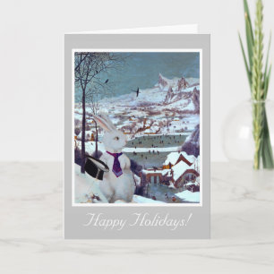 Noël à un lapin blanc - Carte d'art Vintage