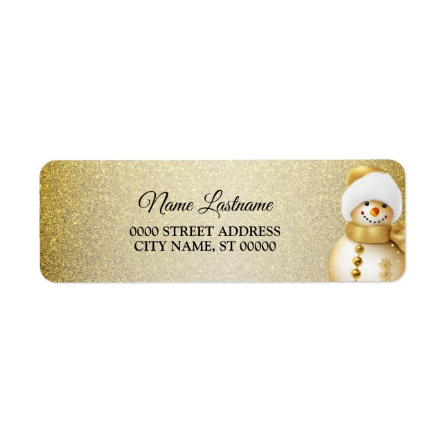 Noël Adresse de retour Gold Snowman Snowflakes (Devant)