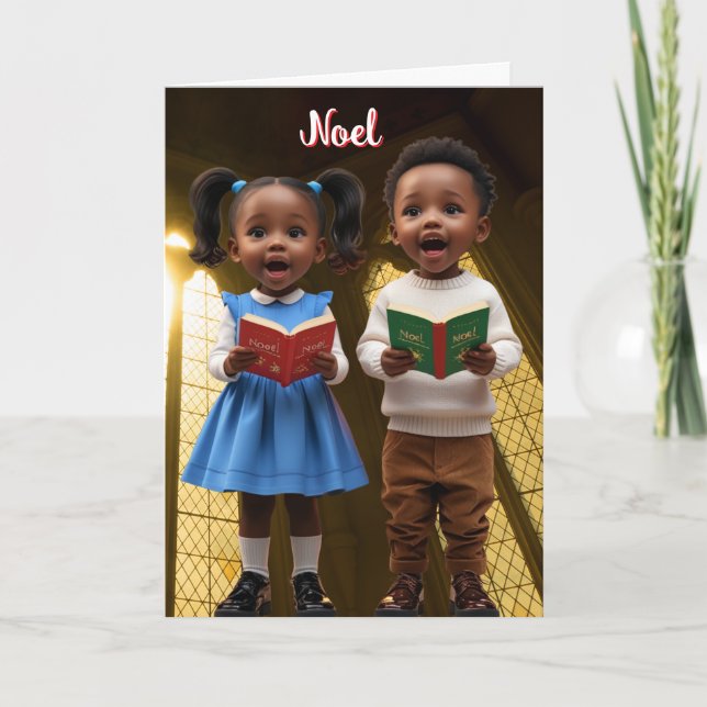 Noel, African American Kids christmas card (Front)