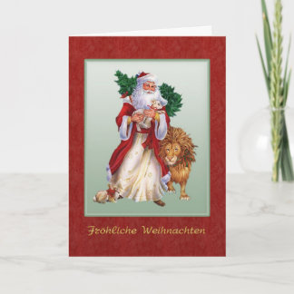 Noël allemand - St.Nicolas, lion, carte lapin