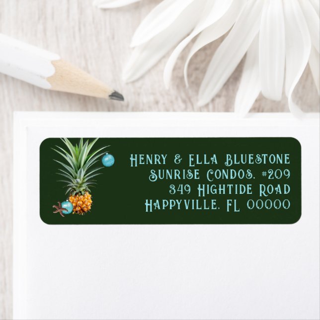 Noël ananas Étiquette de adresse de vie côtière (En situation)