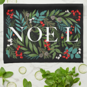 NOEL and Greenery Black Kitchen Towel