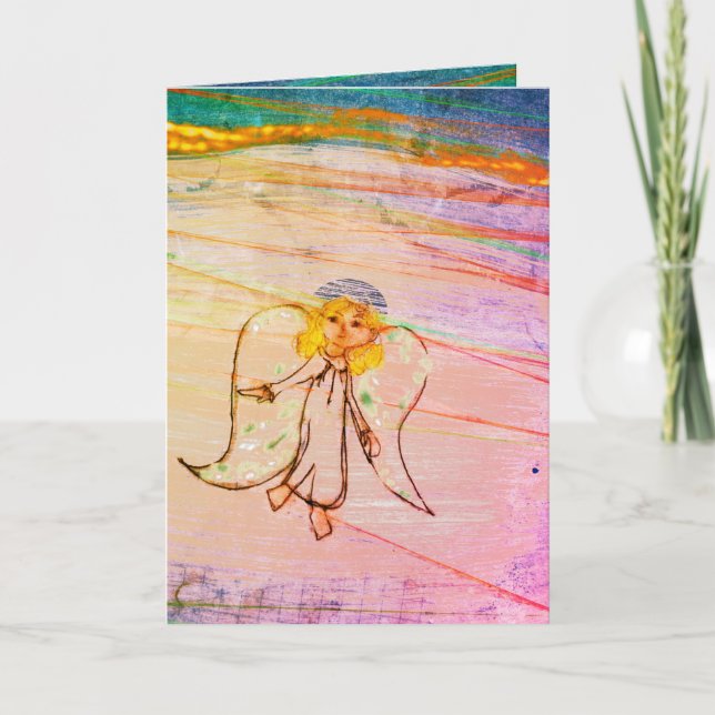 Noël ange haricot se réjouir carte de vacances (Devant)