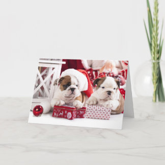 Noël Anglais Bulldogs Bonne carte de vacances