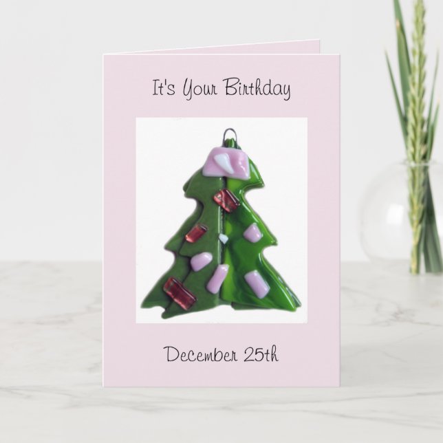 Noël Anniversaire - Glass Tree 2 Carte de vacances (Devant)