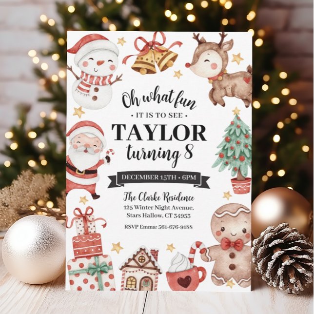 Noël Aquarelle Anniversaire Fête Invitation (Créateur téléchargé)