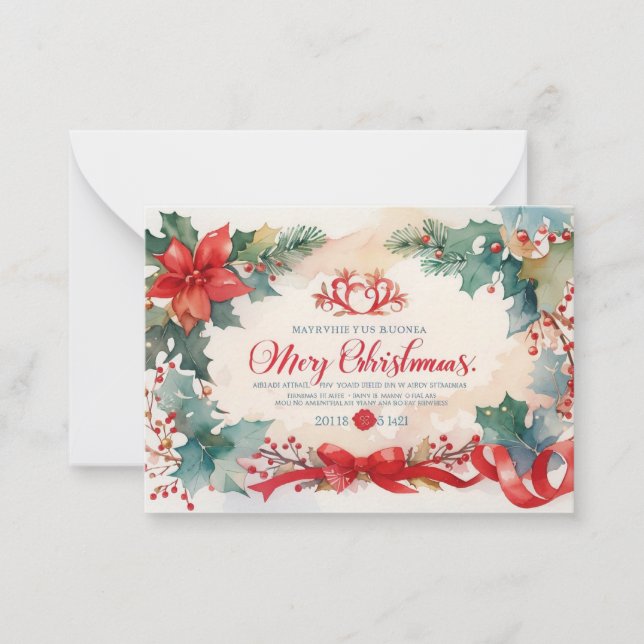 Noël aquarelle vieille carte d'invitation plat (Devant)