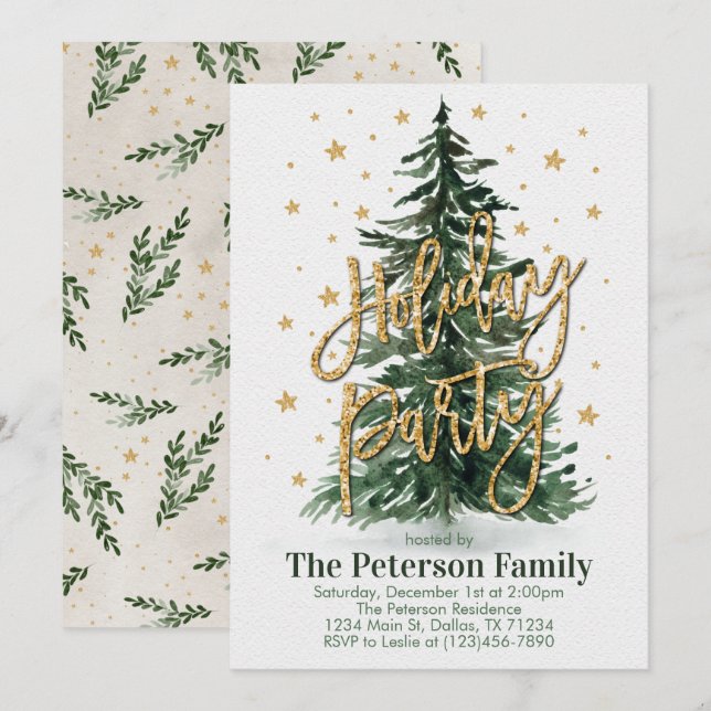 Noël Arbre Fête Invitation Invitation (Devant / Derrière)