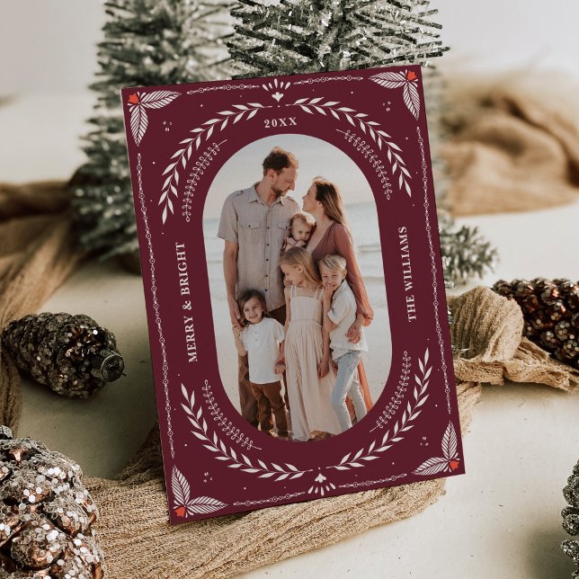 Noël Art folk Carte photo de vacances (Créateur téléchargé)