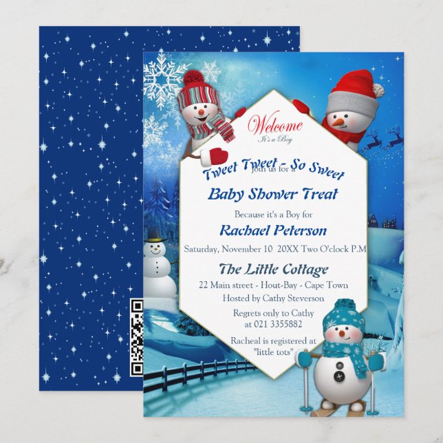 Noël Baby Boy Arrivée Invitation (Devant / Derrière)