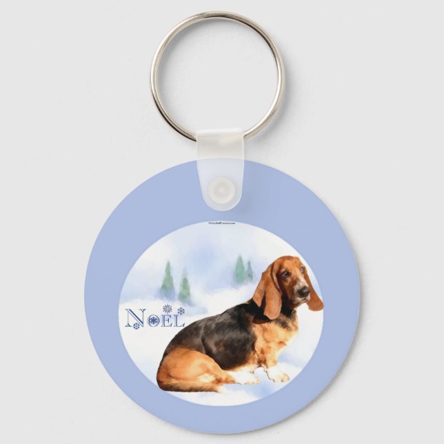 Noel Basset Hound Keychain (Front)