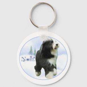 Noel Bearded Collie Keychain