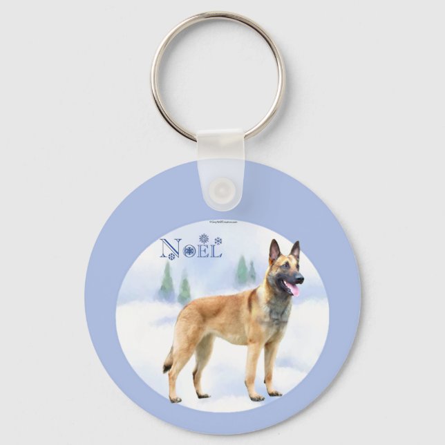 Noel Belgian Malinois Keychain (Front)