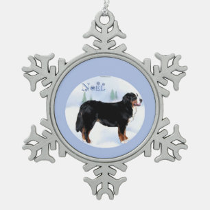 Noel Bernese Mountain Dog - Customized Snowflake Pewter Christmas Ornament
