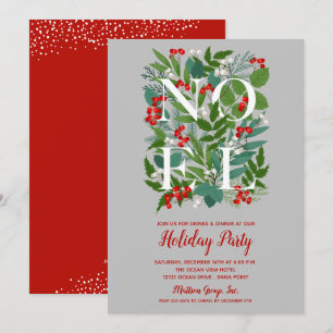 NOEL Berries Greenery Christmas Party Invitations