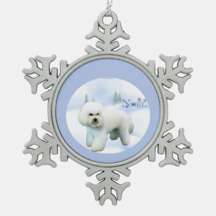 Noel Bichon Frise - Customized Snowflake Pewter Christmas Ornament