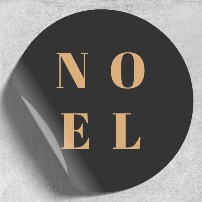 Noel Black and Gold | Trendy Stylish Christmas Classic Round Sticker (Creator Uploaded)