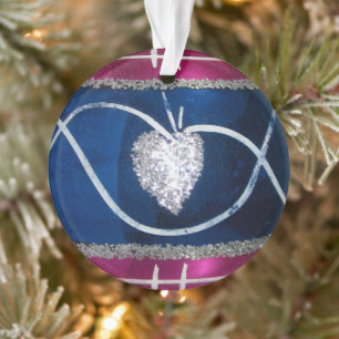 Noël bleu blanc rouge vintage en verre de Mercury